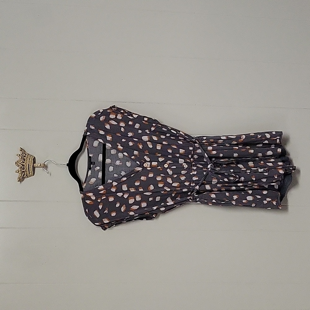 Cap sleeve romper with fabric tie